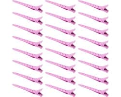 24 Stuks Roze Metalen Haarclips met Krokodillenklemmen voor Styling en Kleuring