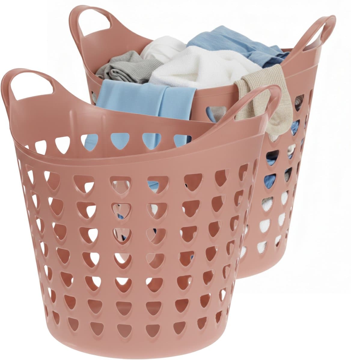 Excellent Houseware Flexibele wasmand - 2x - oud roze - 26 liter - kunststof - 40 x 41 cm — afbeelding 1