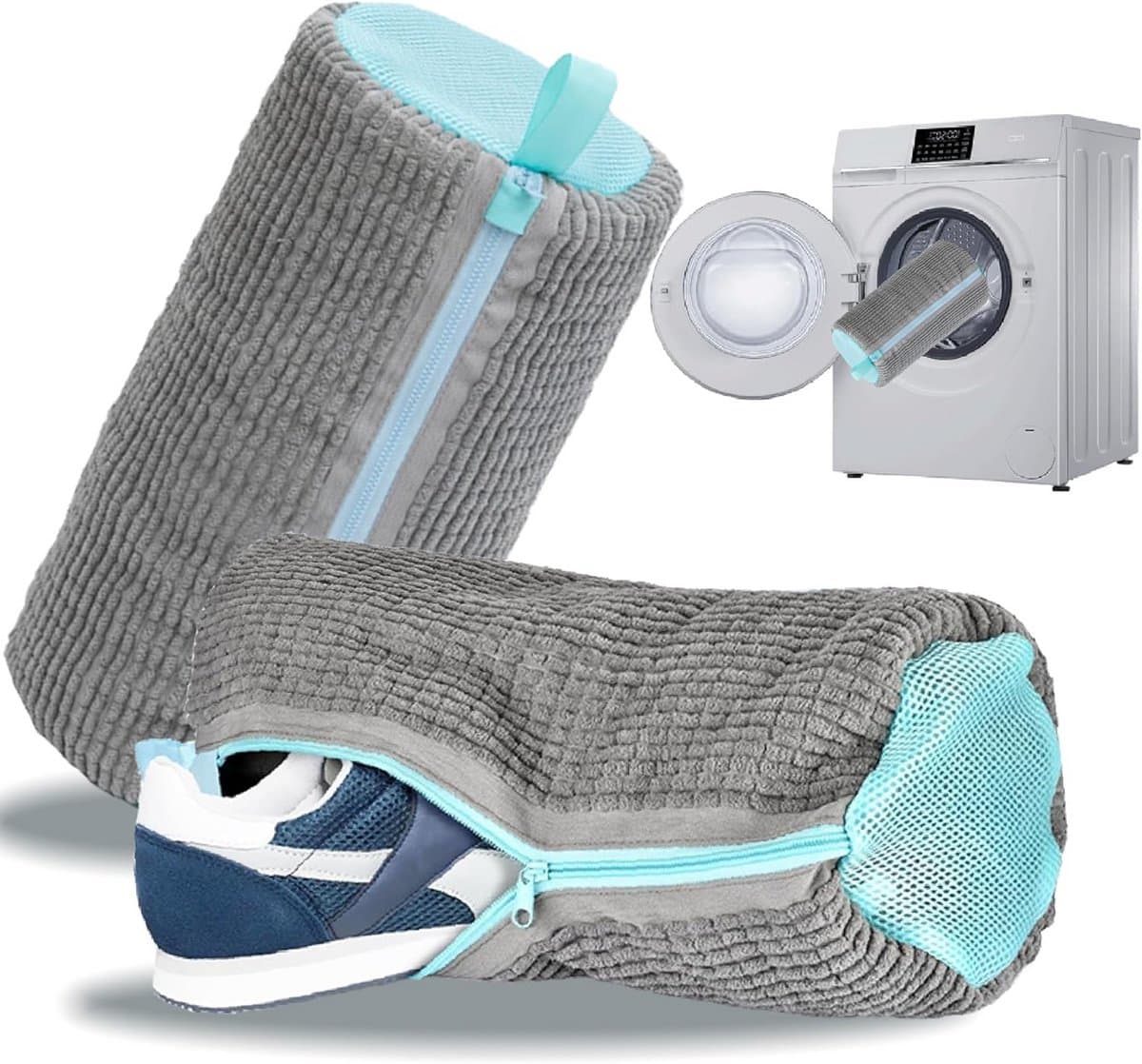 Wasmachine Tas voor Schoenen Sneakers en Sportschoenen - 360° Reiniging - Herbruikbaar - 2 Stuks — afbeelding 1