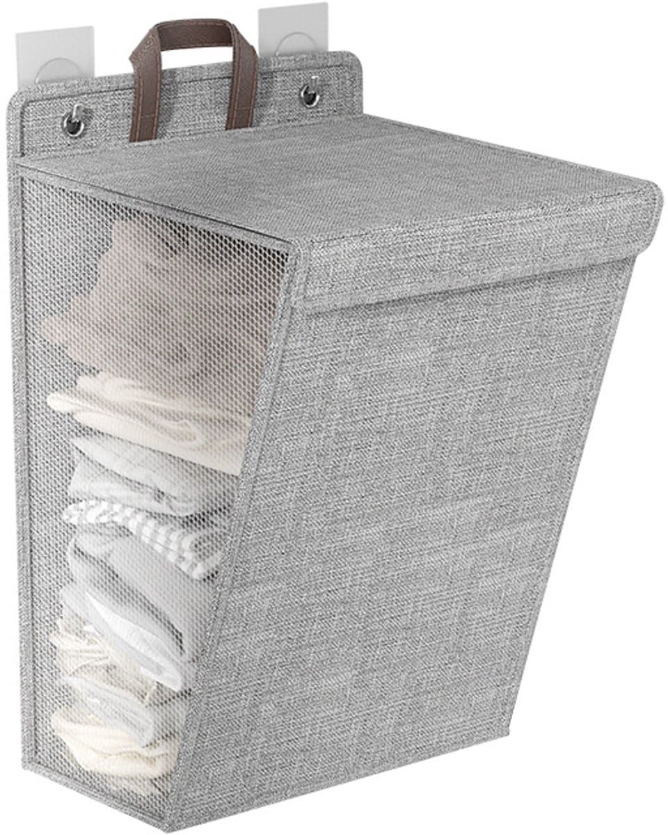Opvouwbare Wasmand - Wasmanden - Wassorteerder - Stof - Opbergmand - Waszak voor wasgoed - Wassorteerder - Organizer Kleding - Laundry Basket - 45 x 35 x 10 cm - Grijs — afbeelding 1