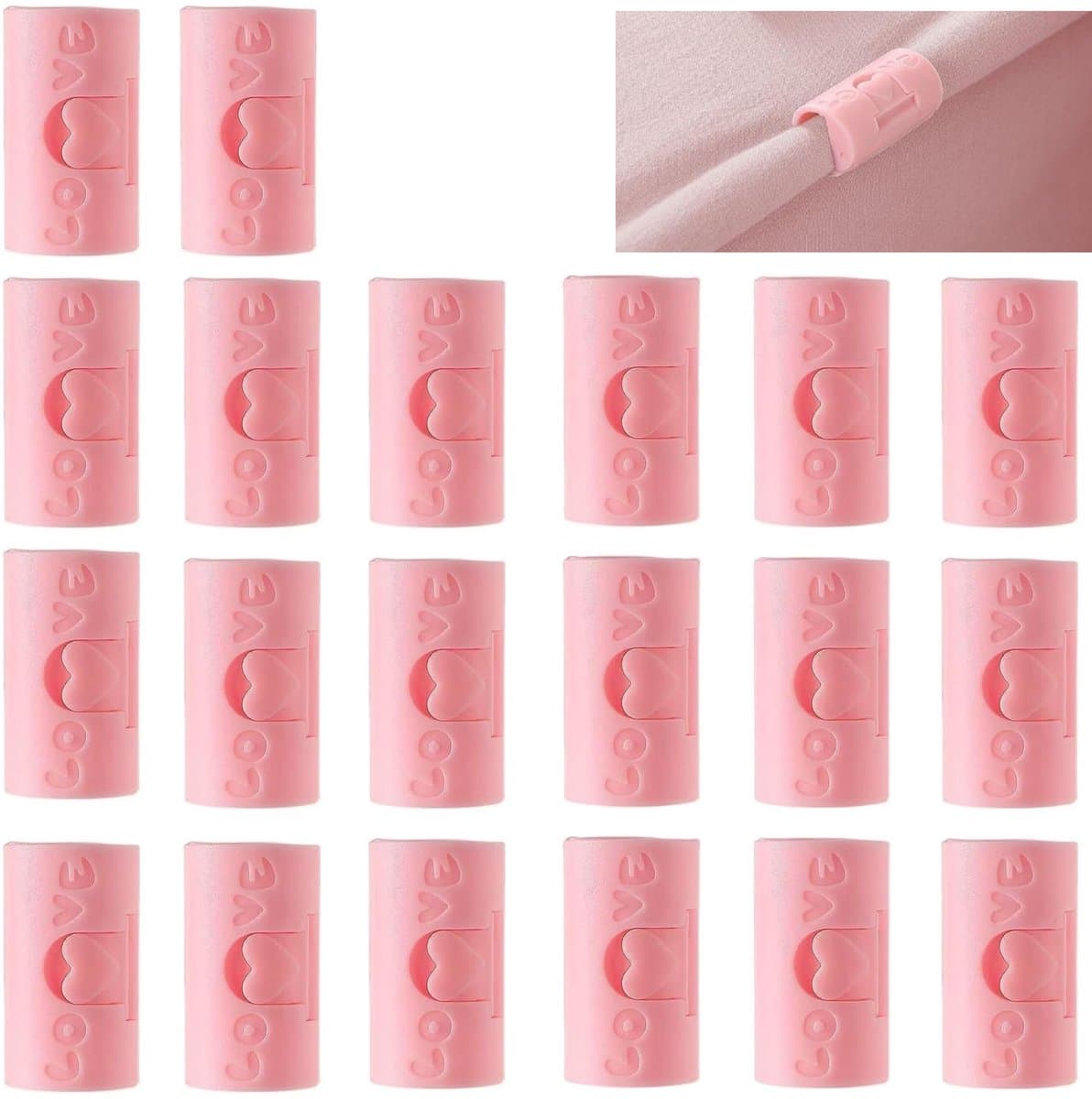 Plaatklemmen - Dekbedclips - 20 Stuks - 3.5*1.7*1.7cm - Veilig en onschadelijk voor de huid - Dekbedovertrek Clips - Deken Clips - Voorkom dat beddengoedaccessoires verschuiven - Snelle installatie - herbruikbaar - Hoogwaardig ABS - roze — afbeelding 1