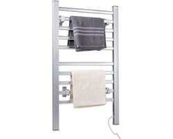 Elektrische Handdoekradiator - Warm en Droog Handdoeken en Kleding in Badkamer - Wand- of Vrijstaand Droogrek - 10 Droogstangen - IP22 Drupdicht