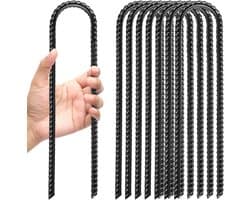 Grondankers - 8 stuks 30cm warmgegalvaniseerde staalvastzettingen - Tent/grondpalen in U-vorm met haakken, voor camping, swing, auvents, trampoline