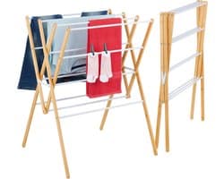 Wasrek inklapbaar - 93 x 70 x 62 cm - staand - bamboe - wit — afbeelding 1
