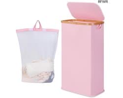 RFWR® Slanke Opvouwbare Wasmand 60L met Deksel - Handig voor Slaapkamer en Badkamer