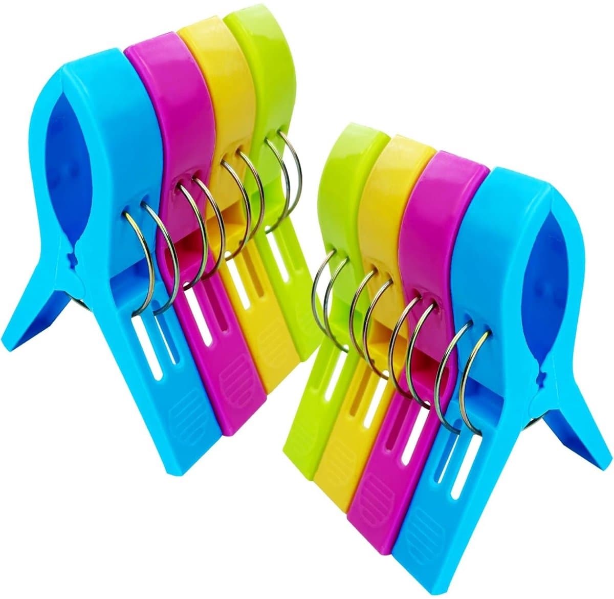 TOVBMUP Clips - Kleurrijk - Strandlakenclips - Plastic clips - Kledingclips - Voor kleding, handdoeken, badhanddoeken, dekens - Verpakking van 8 — afbeelding 1