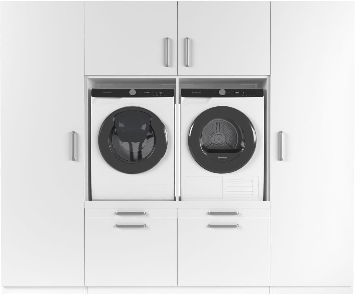 Wasophoogte® Wasmachine Kast Dublin - Wasmachine verhoger - Wasmachine ombouw - 700(D)*2530(B)*2110(H) mm - Wit — afbeelding 1