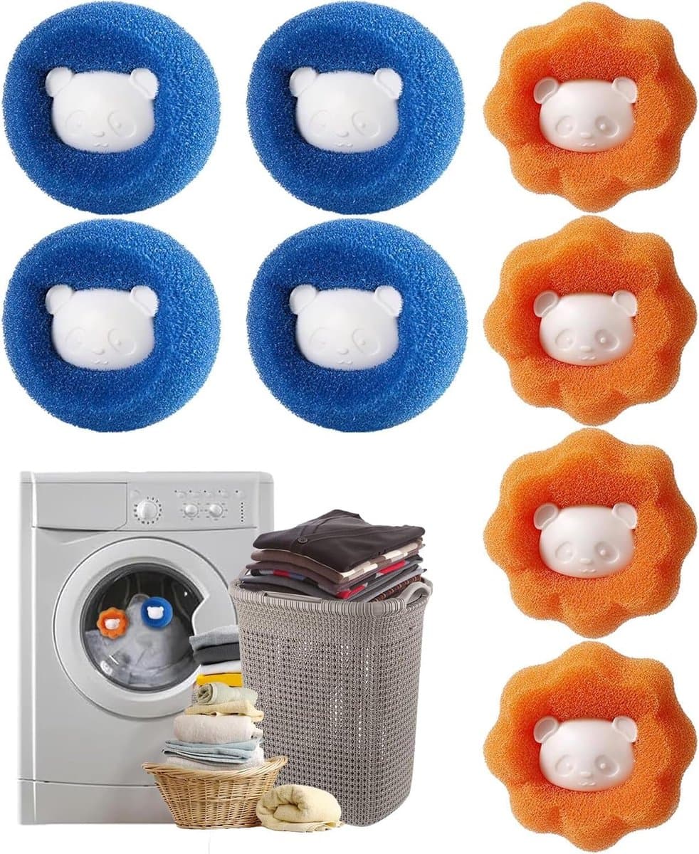 8 stuks dierenhaarverwijderaar wasmachine - pluisballen voor wasmachine - pluisverwijderaar - haarvanger - wasballen tegen dierenharen - pluisvanger voor kleding en beddengoed (meerkleurig) — afbeelding 1