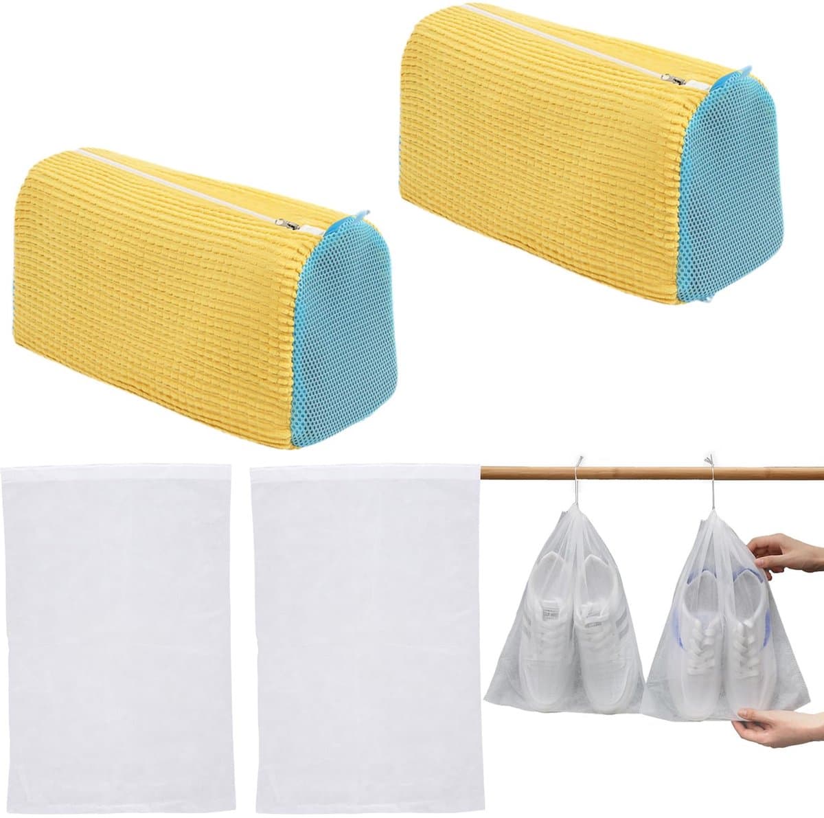Unyqoos® Herbruikbare waszakken set voor schoenen met stofvrije zakken en zachte reiniging — afbeelding 1