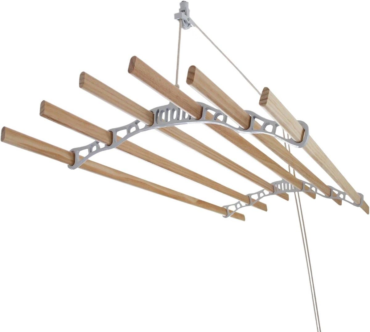 Droogrek plafond ophangbaar 240 cm - ruimtebesparend met katrol systeem — afbeelding 1
