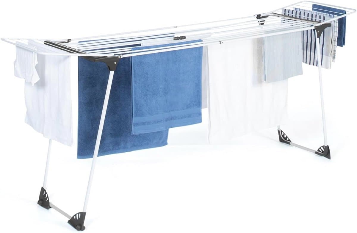 Droogrek, ultra grijs en wit, 160 tot 211,5 cm, uittrekbaar, opvouwbaar — afbeelding 1