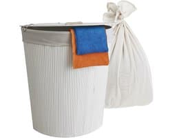 Wasmand opvouwbaar - 80 liter - met waszak - hoekmodel - wit — afbeelding 1