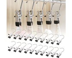 20 metalen wasknijpers - broekclips - droogclips - sokkenclips - kledinghangers zonder resten - roestvrij staal - multifunctionele antislip wasknijpers - geschikt voor het ophangen van kleding, sokken, broeken en schoenen, zwart — afbeelding 1