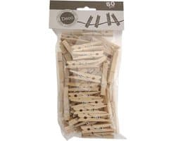 Houten Mini Wasknijpers 50 Stuks (50mm) - Decoratieve Klemmen voor Knutselen, Foto's en Cadeauverpakking