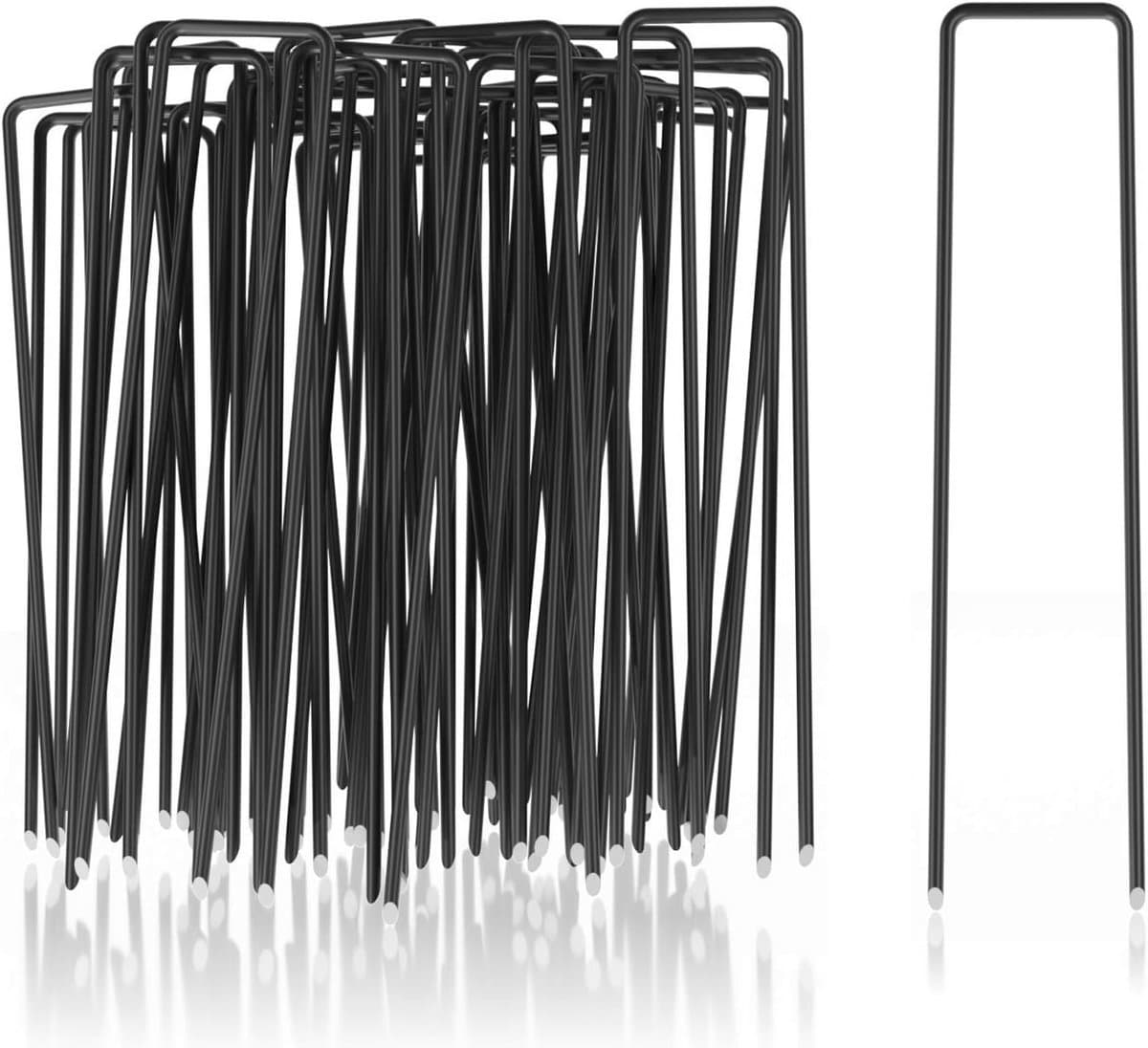 50 Stuks Koolstofstaal Grondankers 150x25x3 mm - Vierkante Haringen voor Onkruidvlies en Tuinbevestiging — afbeelding 1