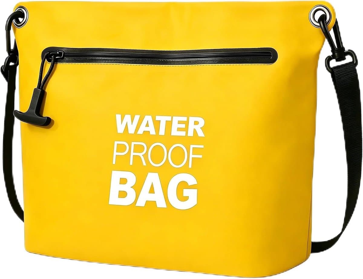 Schoudertas met luchtdichte ritssluiting, lichte Dry Bag met verstelbare schouderriem voor strand, zwemmen, reizen en dagelijks gebruik, Geel, Waterdichte tas — afbeelding 1