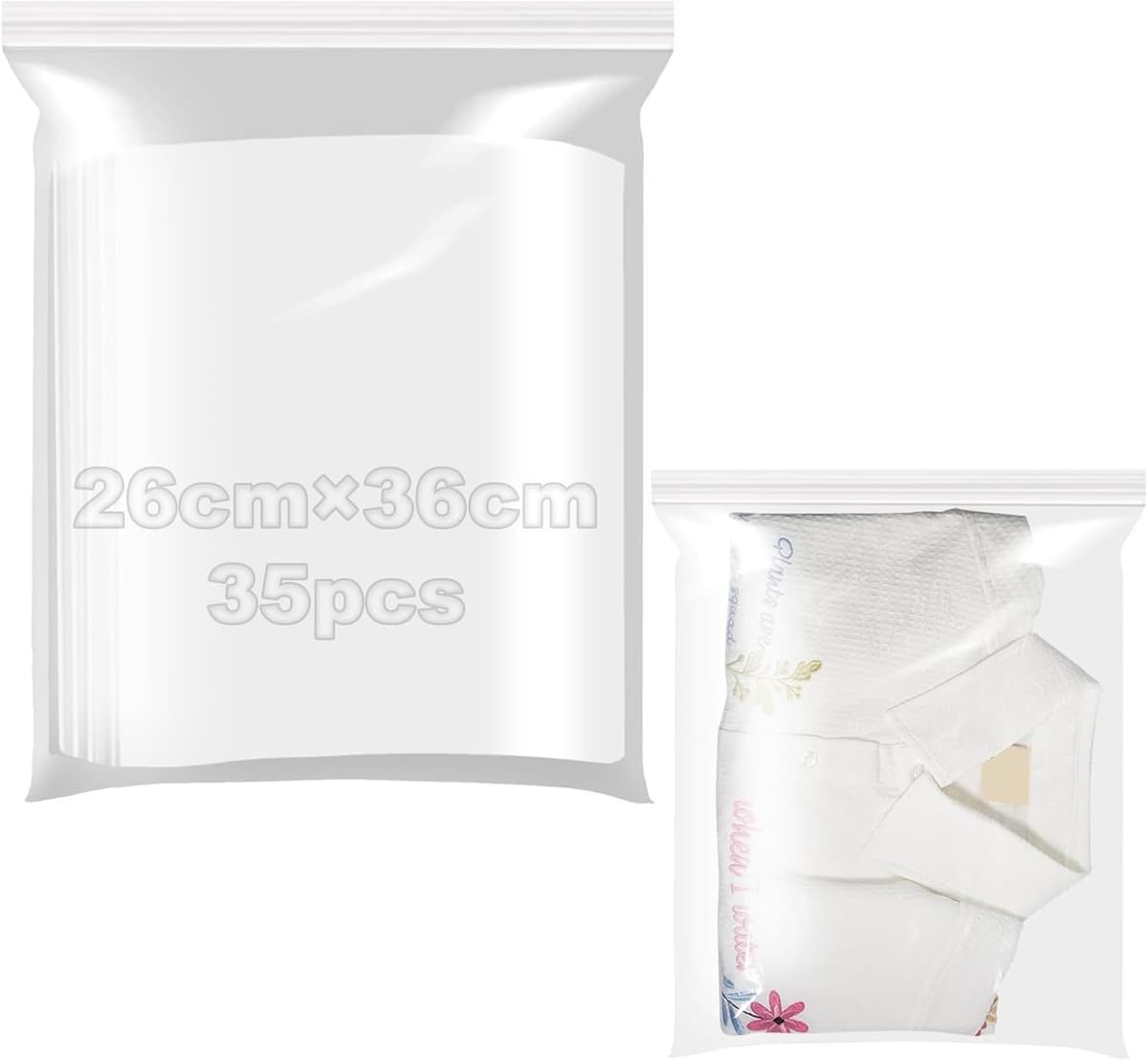 Hersluitbare Zakjes - Transparant - 26 x 36 cm - Plastic Zakjes met Druksluiting - Voor Opslag en Organisatie — afbeelding 1