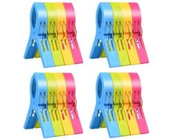 Dailygoods - Grote Wasknijpers - Handdoekklemmen - Windvast en lichtgewicht - 16 Stuks - Ideaal voor Strandhanddoeken - Antislip Ontwerp voor Eenvoudi...