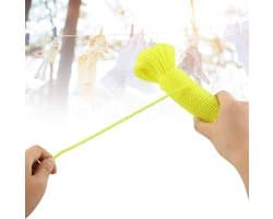 Nylon Touw Waslijn - Buitenlijn Kamperen - Kleding Drogen - Snijdbaar Lengte - 20 Meter - Fluorescerend Geel