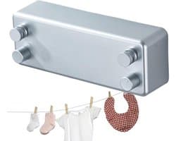 Intrekbare Waslijn - Droogrek Kledinglijn - Kleding Drogen - Dubbele Lijn - 1 meter - Zilver