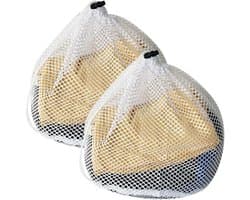 SnelShoppen - Mesh Waszak Portable Waszak met Treksluiting Draagbare Dunne Mesh Waszak voor Kleding, Beddengoed, Tafelkleed, Gordijnen - 60x40cm