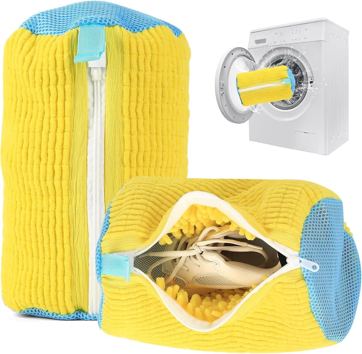 SnelShoppen - 2 Stuks Schoenwaszakken voor Wasmachine, 360 Graden Reiniging, Herbruikbare Waszak met Rits, Duurzaam Microvezel, Ideaal voor Sneakers e — afbeelding 1
