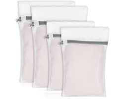 SnelShoppen - 4-delige Wasnet Set voor Wasmachine, Fijnmazig Polyester, 2 Maten, Witte Zip Waszakken voor Ondergoed, Sokken, Bh's, Baby Kleding (30x40