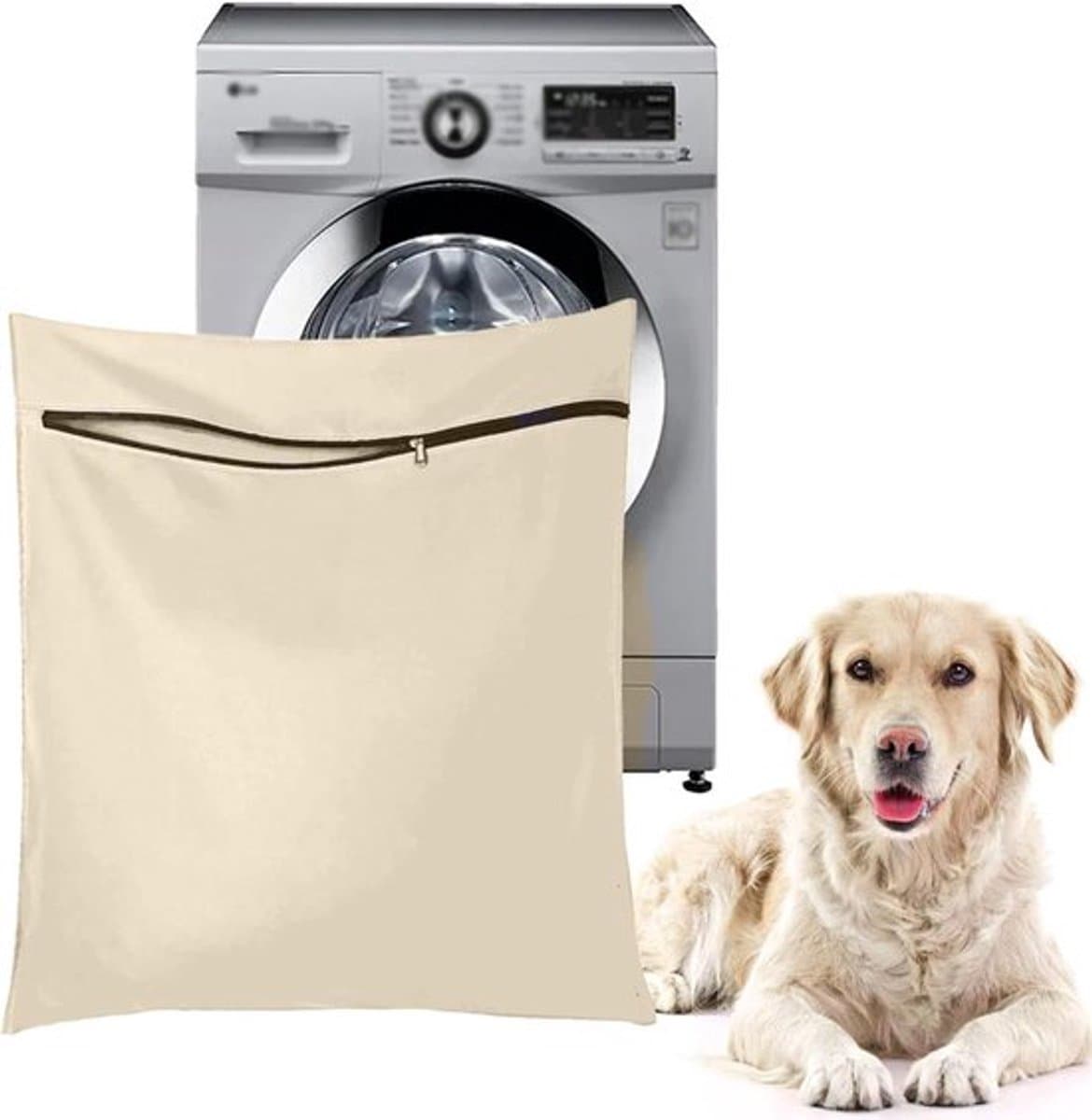 Waszakken voor huisdieren - Waszakken van twill polyester - Grote waszakken met rits - Voorkomt dat waszakken verstopt raken door dierenhaar - wasmachine, 70 x80 cm,waszak voor huisdieren voor honden, katten en konijnen (Khaki)- L — afbeelding 1