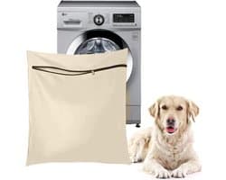 Waszakken voor huisdieren - Waszakken van twill polyester - Grote waszakken met rits - Voorkomt dat waszakken verstopt raken door dierenhaar - wasmachine, 70 x80 cm,waszak voor huisdieren voor honden, katten en konijnen (Khaki)- L