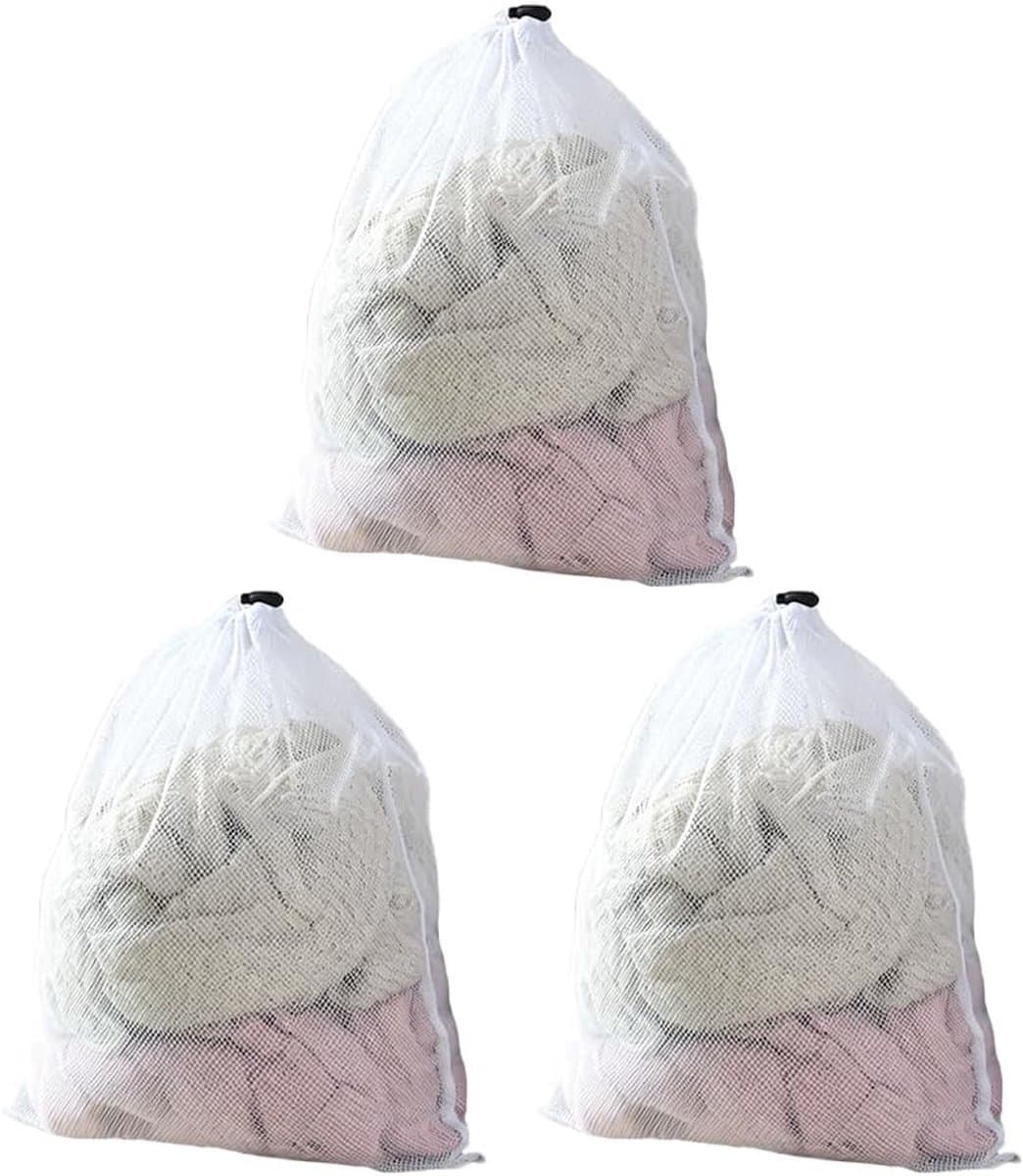 Wasnet voor kleding en ondergoed - 3 stuks waszakken met trekkoord, fijne mazen voor veilig wassen en reizen — afbeelding 1