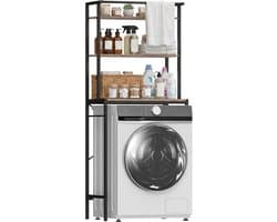 HOMCOM Over Washing Machine Cabinet-Metall, Spanplatte-67L x 40B x 161,8H cm-Braun und Schwarz