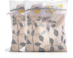 Set van 2 waszakken 30 x 40 cm met honingraatstructuur voor fijne was, bh's, sokken en ondergoed met rits