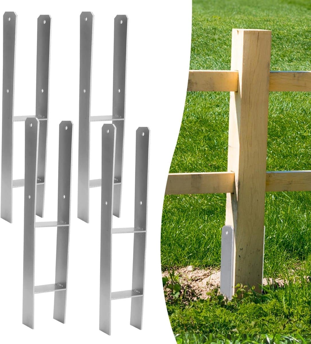 H-paalanker - Paaldrager grondanker - Houtbouw projecten - Stabiele constructie - 4 stuks 600 mm - Zwart — afbeelding 1