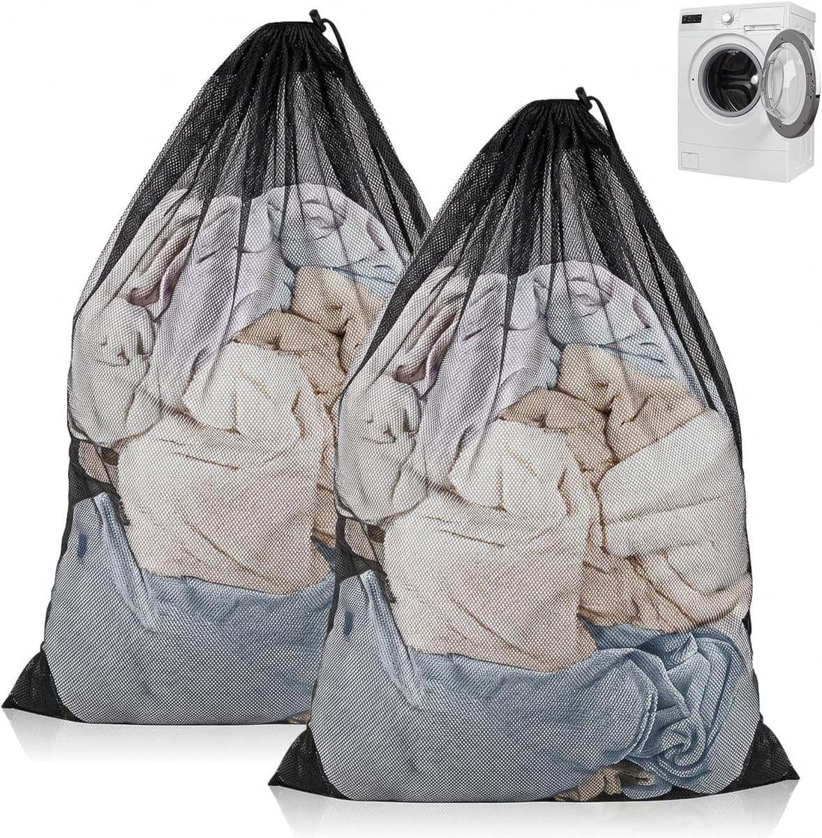2-delige Wasmand Set met Trekkoord, 70 x 90 cm Wasnet voor Bedlinnen, Knuffels en Grote Voorwerpen, Geschikt voor Wasmachine — afbeelding 1
