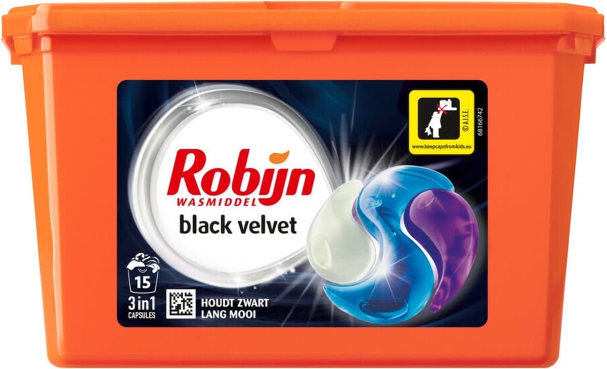 Robijn Wascapsules 3-in1 Black Velvet 15 stuks — afbeelding 1