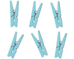 Finnacle - Mini knijpers blauw - 24x - Geboorte jongen - 2,5 cm - Voor het ophangen van kaartjes - Handige knijpertjes!