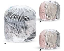 Set van 3 Waszakken van Gaas met Trekkoord voor Sokken, BH's en Kleding - Ideaal voor Wassen en Bescherming (30x40cm, 50x60cm)