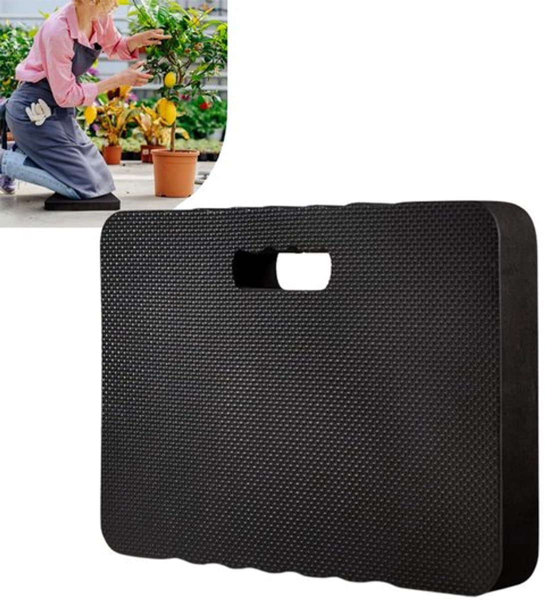 Candala Kniekussen Tuin - Extra Dik - Kniemat - Kniebeschermer - Knie Kussen - Werkkussen - Kniebescherming - Bouwbescherming - Tuinbescherming - Tuin Hulpmiddel - Garage - Yoga - 46x28x3.8 Cm - Zwart — afbeelding 1