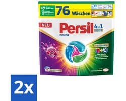 2 x Persil – Wasmiddel Discs 4-in-1 – Color - 76 Capsules - Wasmiddel - Kleuren Beschermen - Vlekken Verwijderen - Wasdiscs - Gekleurde Was