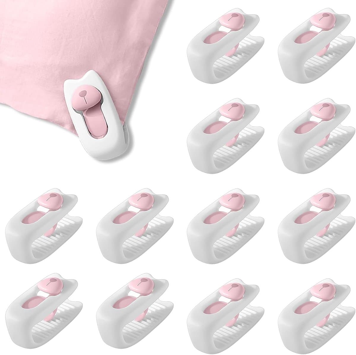 12 x Dekbedclips, antislip dekbedovertrekclips, lakensclips, wasknijpers (12 wit) — afbeelding 1