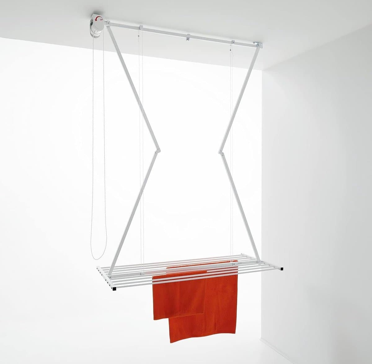 Mini plafondstandaard, verticaal wasrek, inklapbaar in aluminium en staal (wit, 150) — afbeelding 1