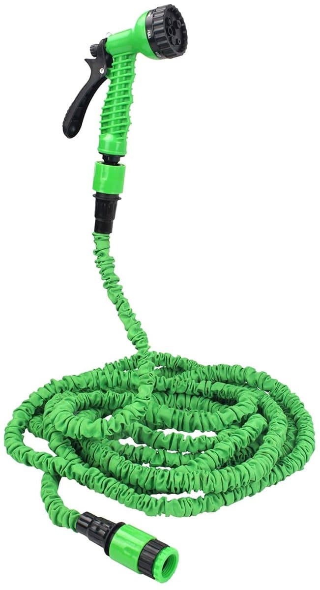 Rekbare groene spiraalslang - tot 15 meter - waterdicht - rubber — afbeelding 1
