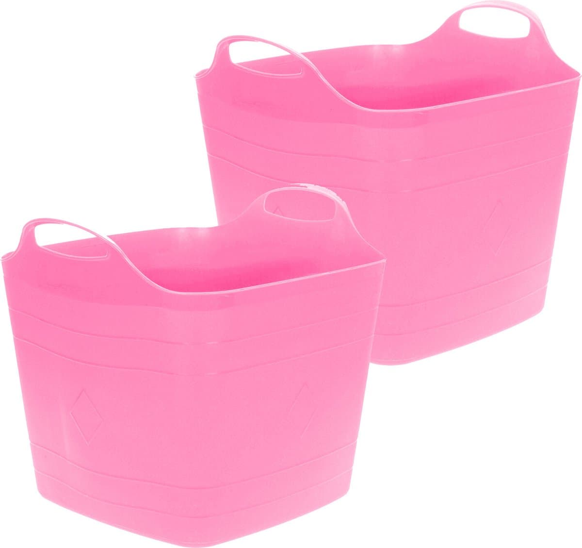 Excellent Houseware Flexibele emmer - 2x - roze - 25 liter - kunststof - vierkant - 35 x 38 cm — afbeelding 1