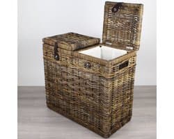 Migo Styling - Wasmand - Duo - 2 klep - Naturel - Brown - 70x35xH65 - Riet - Rotan - Rechthoek