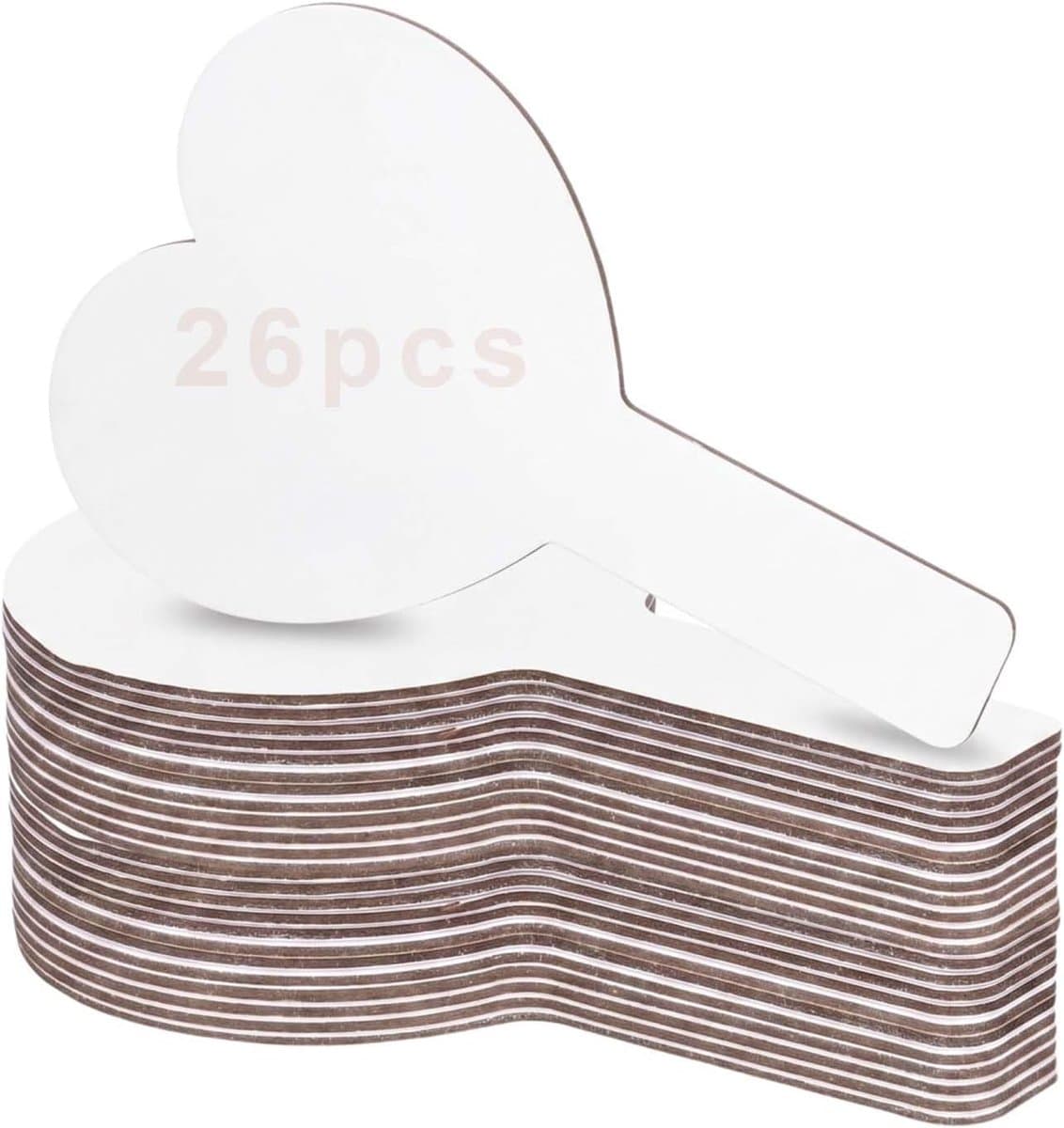 26 stuks kleine droog afwisbare borden, klein handheld, droog afwisbare antwoordpeddel, kleine whiteboards, droog afwisbare borden, voor studenten, klaslokaal, spelletjes (hartvorm) — afbeelding 1