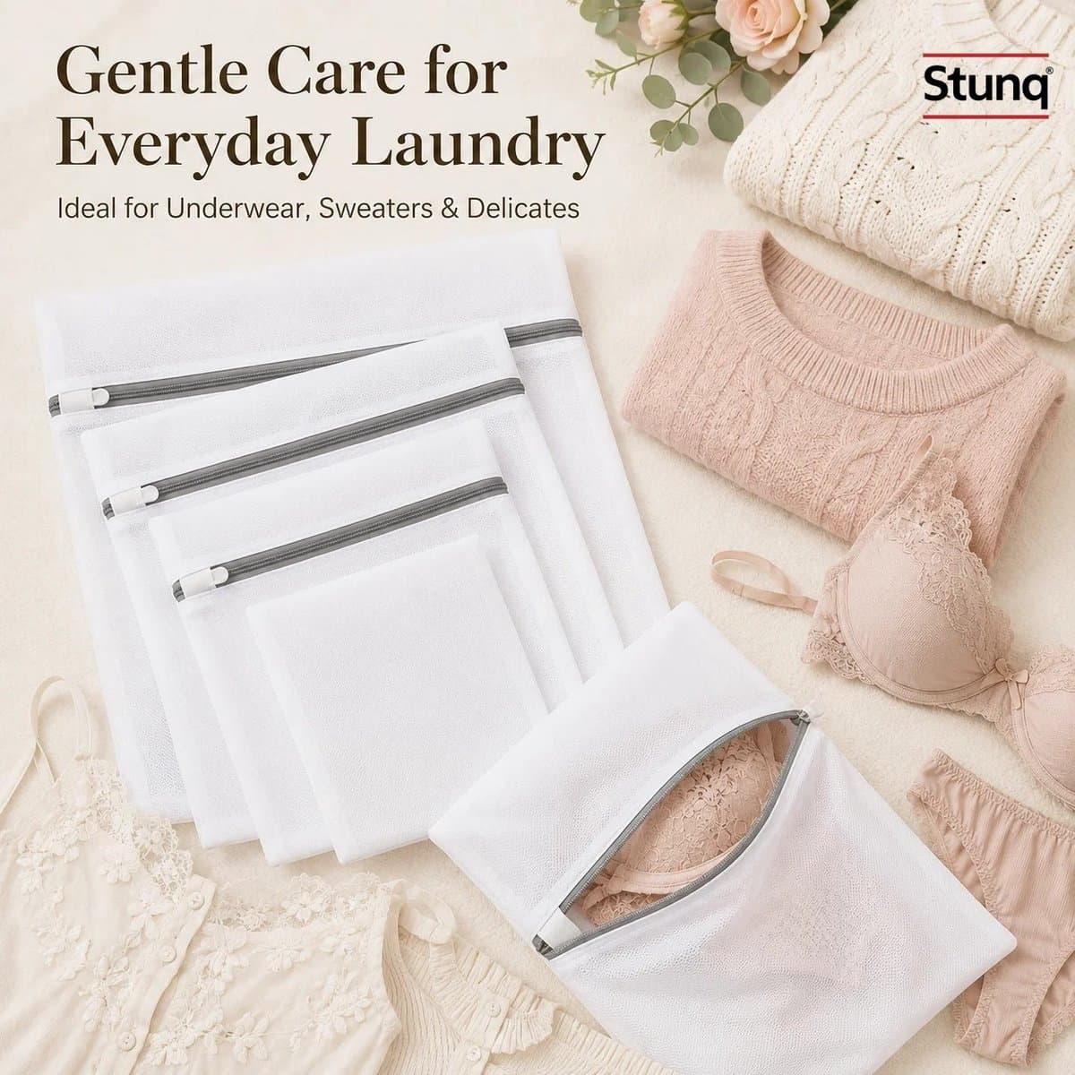 Stunq® Mesh Waszakken Set – Bescherm Delicate Kleding en Lingerie Tijdens de Was — afbeelding 1