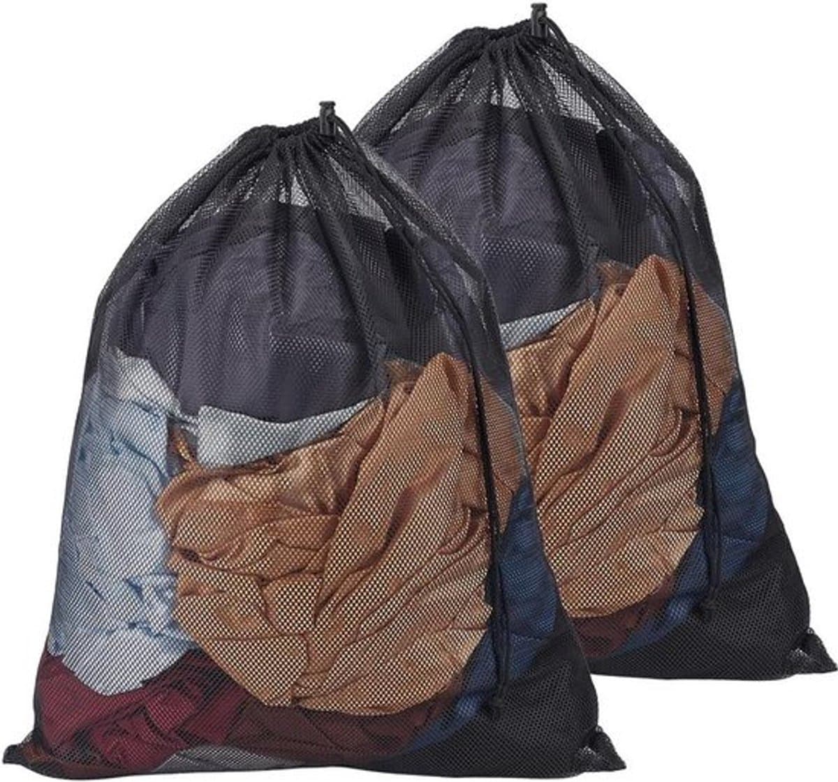 - Waszakken - Trekkoord - Herbruikbaar - Zwart - Machine Wasbaar - Pouch Zak Case - Ondergoed Sokken Delicates - Thuis Reizen Hotel Benodigdheden - Geschikt voor - 2Pcs Mesh Waszakken 62x49cm. — afbeelding 1