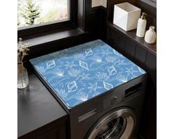 SnelShoppen - Wasmachine Topper Blauw Marine Life 60x50 cm - Multifunctionele Waterdichte Wasdroger Mat - Universele Bovenlader Wasdroger Mat voor Aan