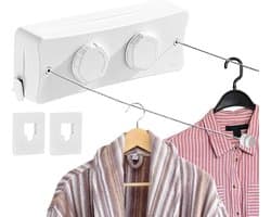 Intrekbare Waslijn - Drooglijn Binnen Buiten - Kleding Drogen - Voorkomt Doorzakken - 42 Meter Uitschuifbaar - Wit