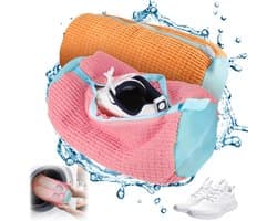 SnelShoppen - Schoenwaszak voor Wasmachine, Herbruikbare Waszak voor Sneakers, Tennis schoenen, Zipper, Polyester Nylon, 2 Kleuren Combinaties (Roze +